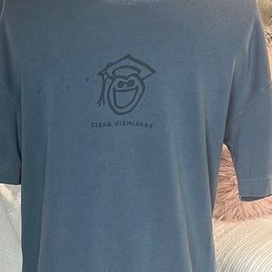 Life is Good Tee Graduate Short Sleeve Shirt Blue Cotton Womens Men Small